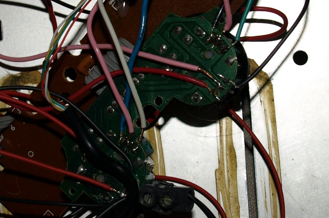 Close-up of the inside of the gamepad-based pedal